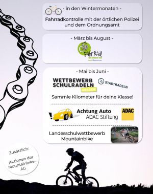 Der Kalender für die Fahrradaktionen unserer Aueschule