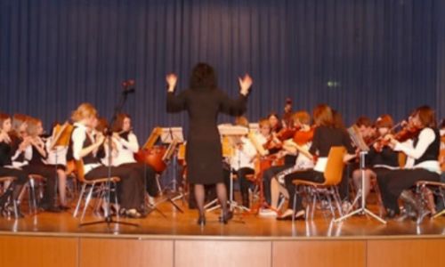 Das Aue-Orchester mit Leiterin Cornelia Krones